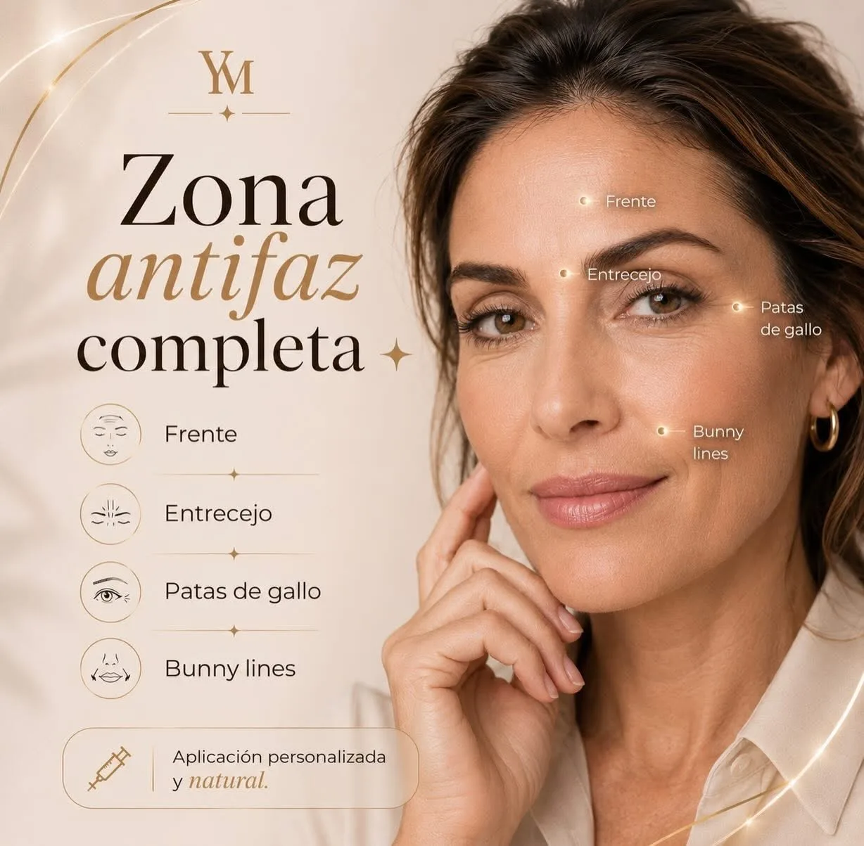 Zonas de aplicación facial